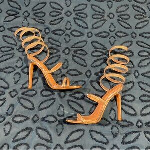Elegant Spiral Strap Heels Silver